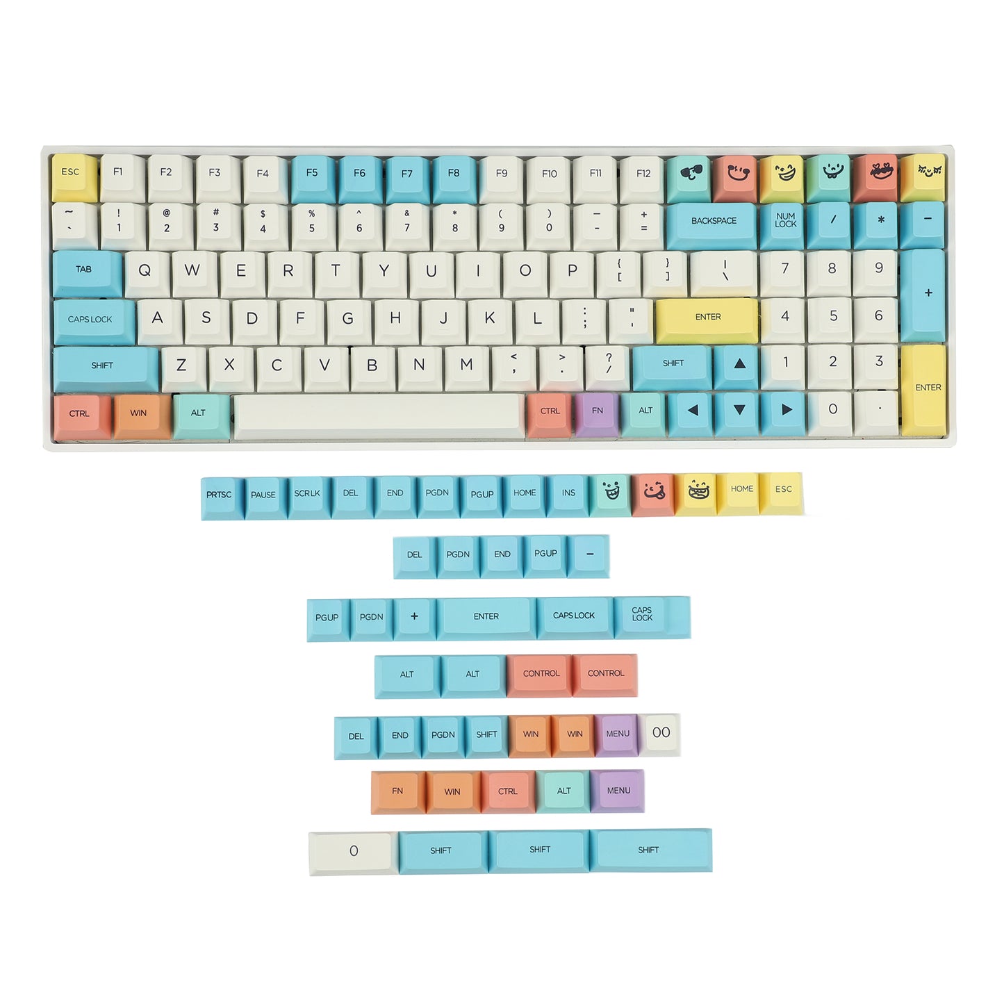 146 Chalk Keycaps(Dye Sub Cherry Profile/96 84 104 87 61 64 68 Using)