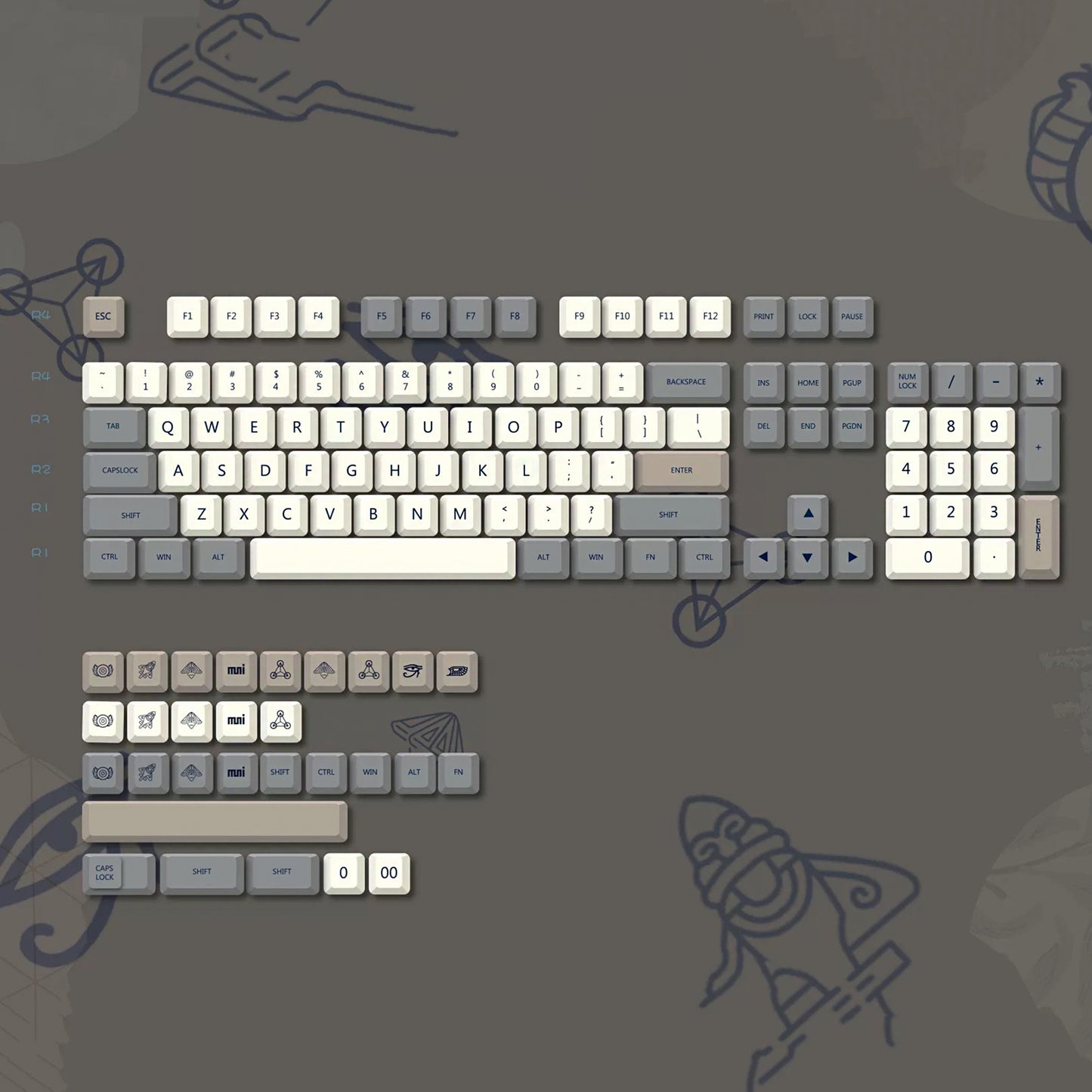 YMDK 133 Keys PBT Keycaps, XDA Profile, Sublimation Print, Revelation Theme, Full Set for 61/84/87/104/108 MX Mechanical Keyboards