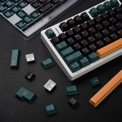 YMDK 143 Keys Mars Green Cherry Profile Keycaps English Russian German Spanish French PBT Dye Sub Keycap For MX Mechanical Keyboards