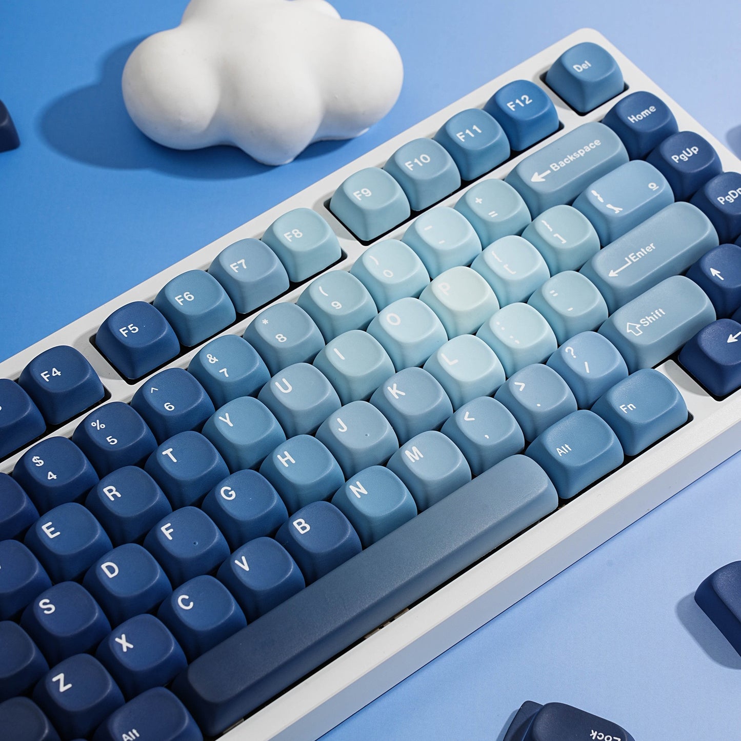 YMDK 130 Keys Ocean Heart Theme MOA Profile English Russian French German Spanish PBT Dye Sub Keycaps for MX Mechanical Keyboards