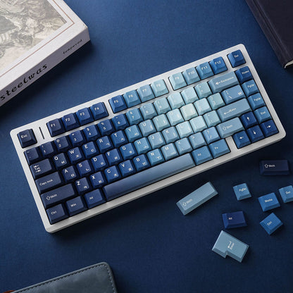 YMDK 132 keys Ocean Heart Dye Sub Sidelit Cherry Profile English German French Spanish Russian Keycaps for 61/84/87/96/100/104/108 MX Mechanical Keyboard