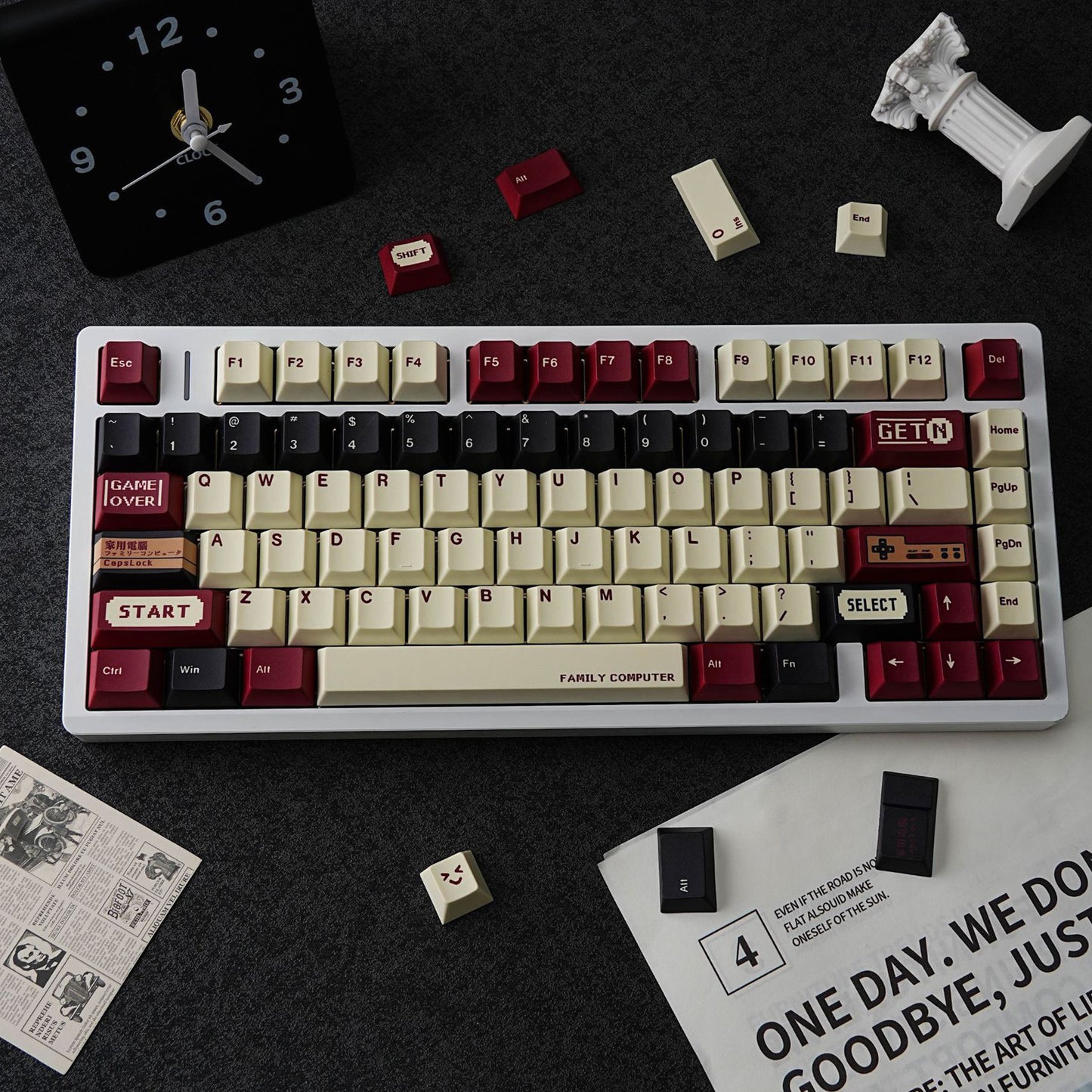 YMDK 143 Keys Gameboy Cherry Profile Keycaps English Russian German Spanish French PBT Dye Sub Keycap For MX Mechanical Keyboards