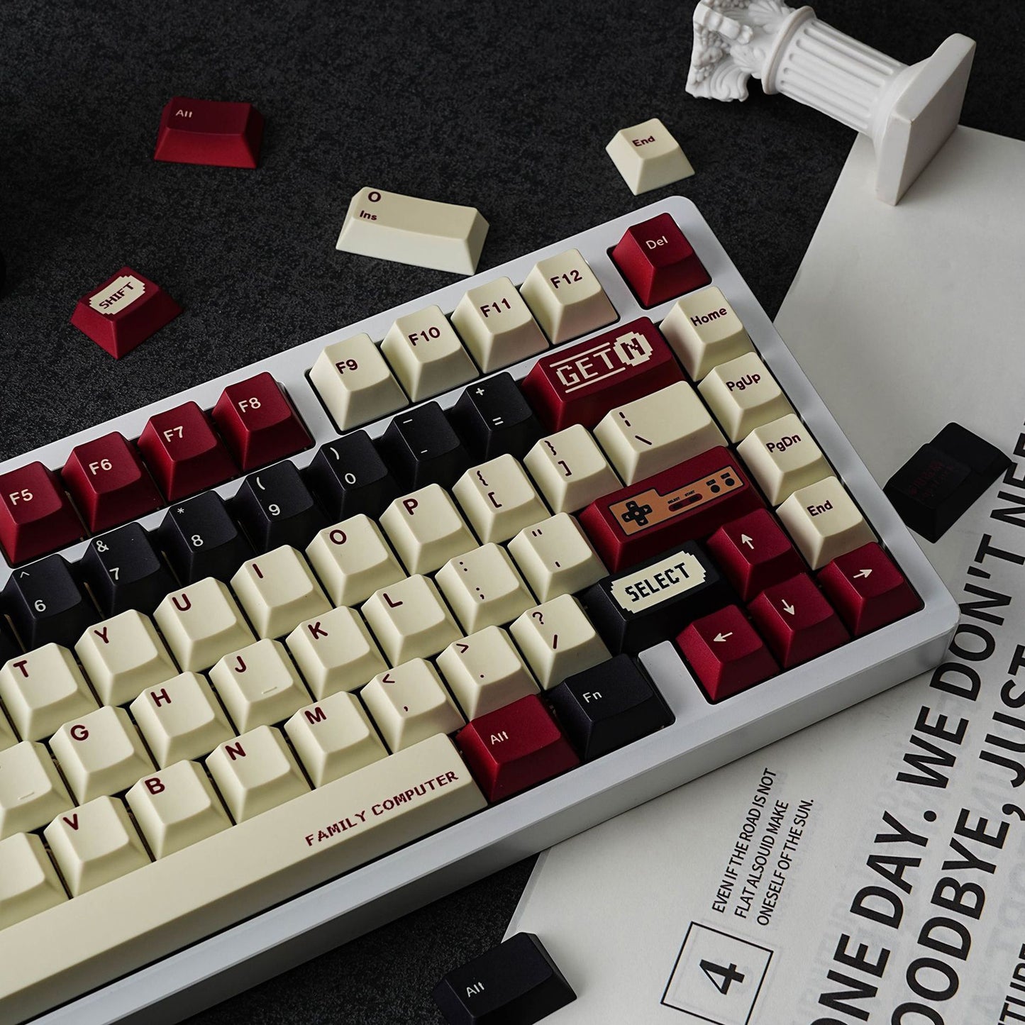 YMDK 143 Keys Gameboy Cherry Profile Keycaps English Russian German Spanish French PBT Dye Sub Keycap For MX Mechanical Keyboards
