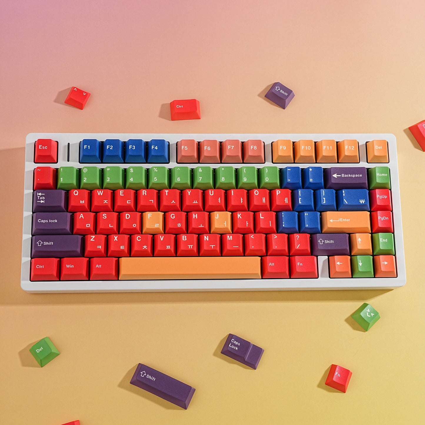 YMDK 143 Keys GMK Color Theme Cherry Profile English Russian German Spanish French PBT Dye Sub Keycap For MX Mechanical Keyboards