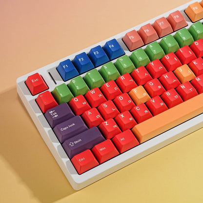 YMDK 143 Keys GMK Color Theme Cherry Profile English Russian German Spanish French PBT Dye Sub Keycap For MX Mechanical Keyboards