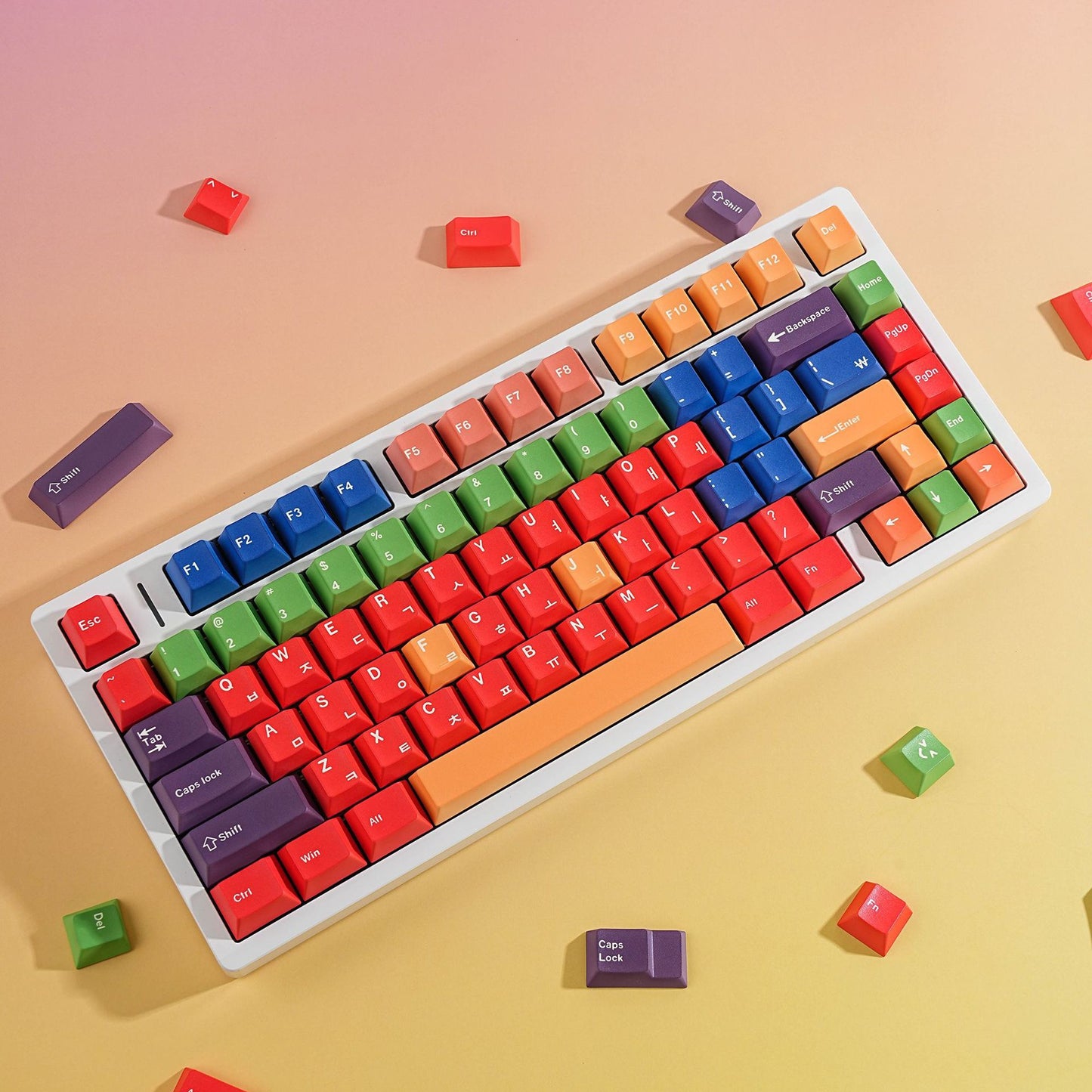 YMDK 143 Keys GMK Color Theme Cherry Profile English Russian German Spanish French PBT Dye Sub Keycap For MX Mechanical Keyboards