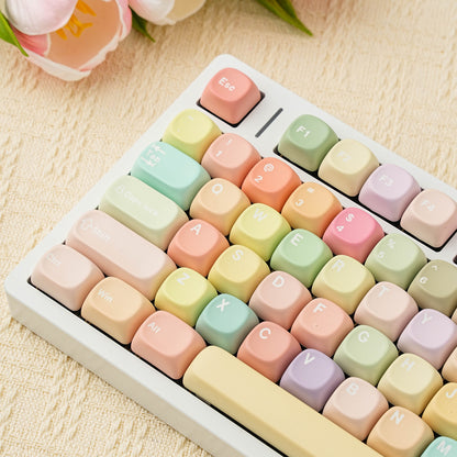 YMDK 130 Keys Cute Jelly MOA Profile Macarons English Russian French German Spanish PBT Dye Sub Keycaps for MX Mechanical Keyboards