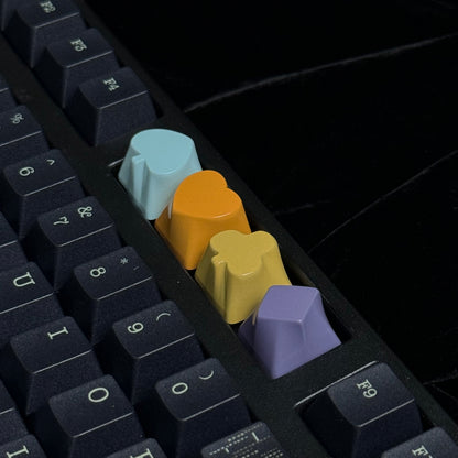 YMDK 4pcs Poker Suit Metal Keycaps, Matte Gold Electroplated Spade Heart Club Diamond Direction Arrow Key Keycaps for MX Mechanical Keyboards