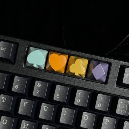 YMDK 4pcs Poker Suit Metal Keycaps, Matte Gold Electroplated Spade Heart Club Diamond Direction Arrow Key Keycaps for MX Mechanical Keyboards
