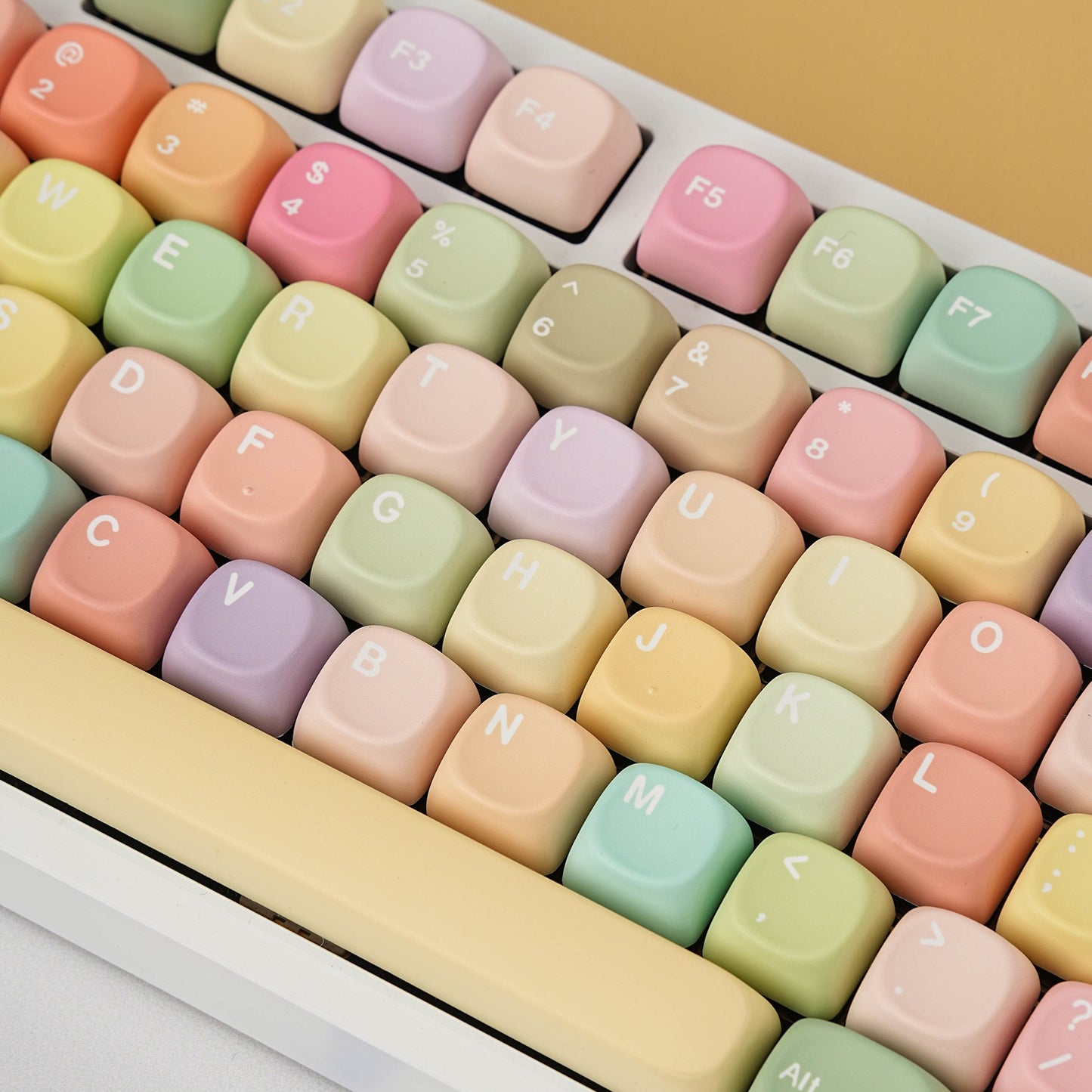 YMDK 130 Keys Cute Jelly MOA Profile Macarons English Russian French German Spanish PBT Dye Sub Keycaps for MX Mechanical Keyboards