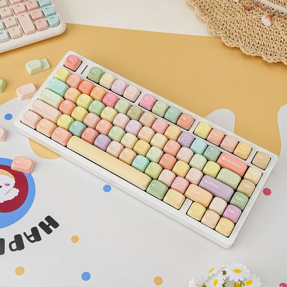 YMDK 130 Keys Cute Jelly MOA Profile Macarons English Russian French German Spanish PBT Dye Sub Keycaps for MX Mechanical Keyboards