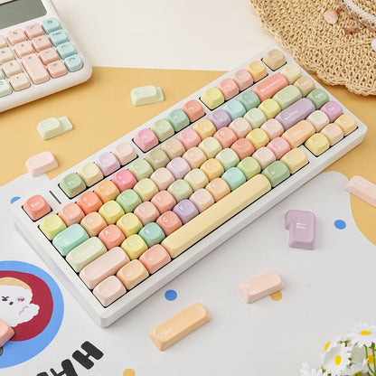 YMDK 130 Keys Cute Jelly MOA Profile Macarons English Russian French German Spanish PBT Dye Sub Keycaps for MX Mechanical Keyboards