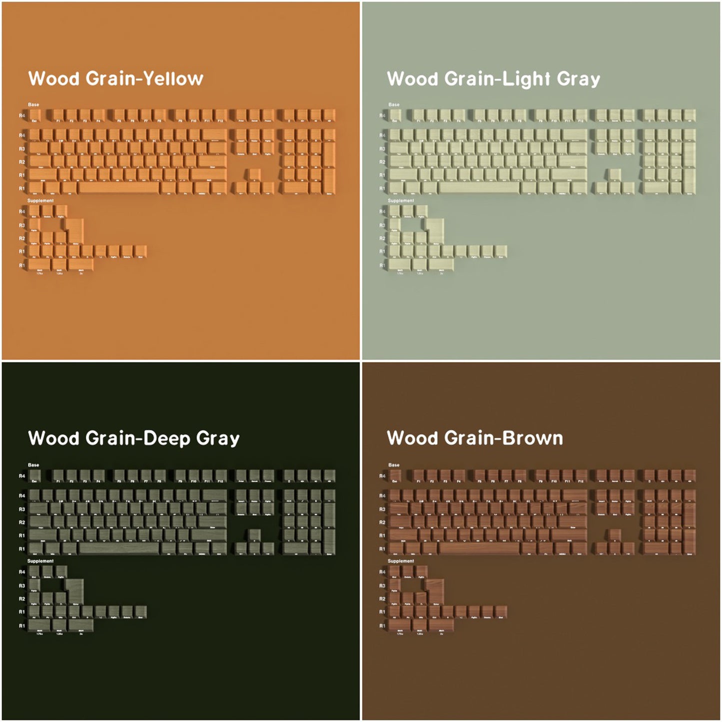 YMDK 128 Keys Wood Grain Keycaps Sidelit Shine Through Cherry Profile PBT Keycap for 61/84/87/104/108 MX Mechanical Keyboards