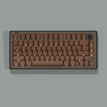 YMDK 128 Keys Wood Grain Keycaps Sidelit Shine Through Cherry Profile PBT Keycap for 61/84/87/104/108 MX Mechanical Keyboards