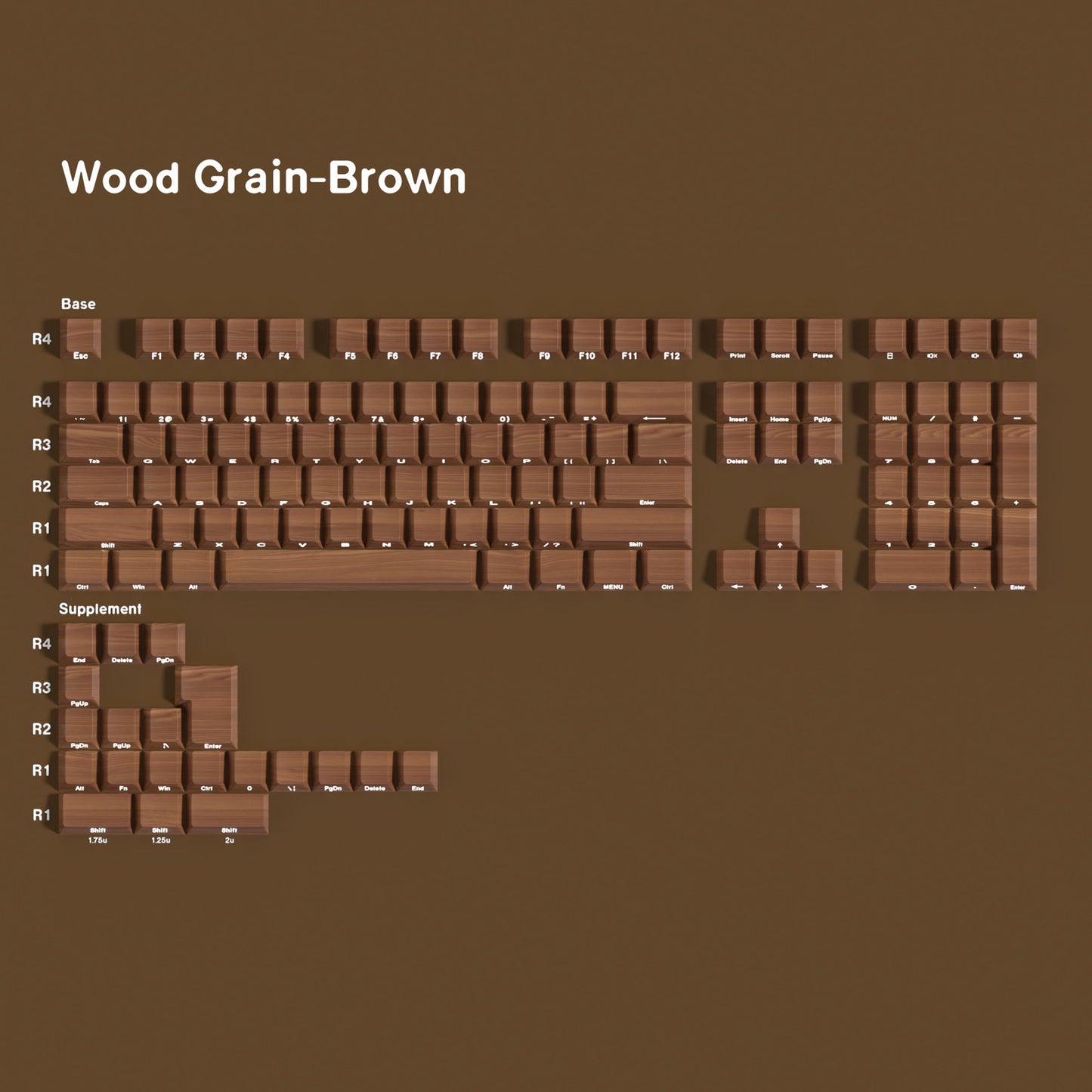 YMDK 128 Keys Wood Grain Keycaps Sidelit Shine Through Cherry Profile PBT Keycap for 61/84/87/104/108 MX Mechanical Keyboards