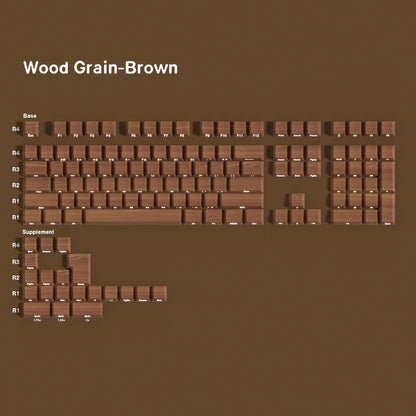 YMDK 128 Keys Wood Grain Keycaps Sidelit Shine Through Cherry Profile PBT Keycap for 61/84/87/104/108 MX Mechanical Keyboards