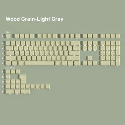 YMDK 128 Keys Wood Grain Keycaps Sidelit Shine Through Cherry Profile PBT Keycap for 61/84/87/104/108 MX Mechanical Keyboards
