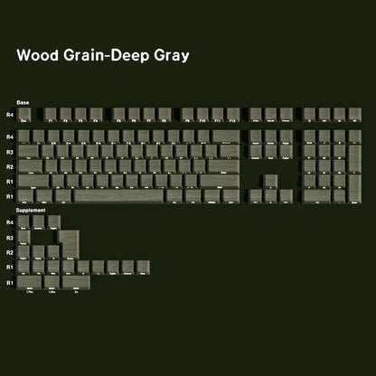 YMDK 128 Keys Wood Grain Keycaps Sidelit Shine Through Cherry Profile PBT Keycap for 61/84/87/104/108 MX Mechanical Keyboards
