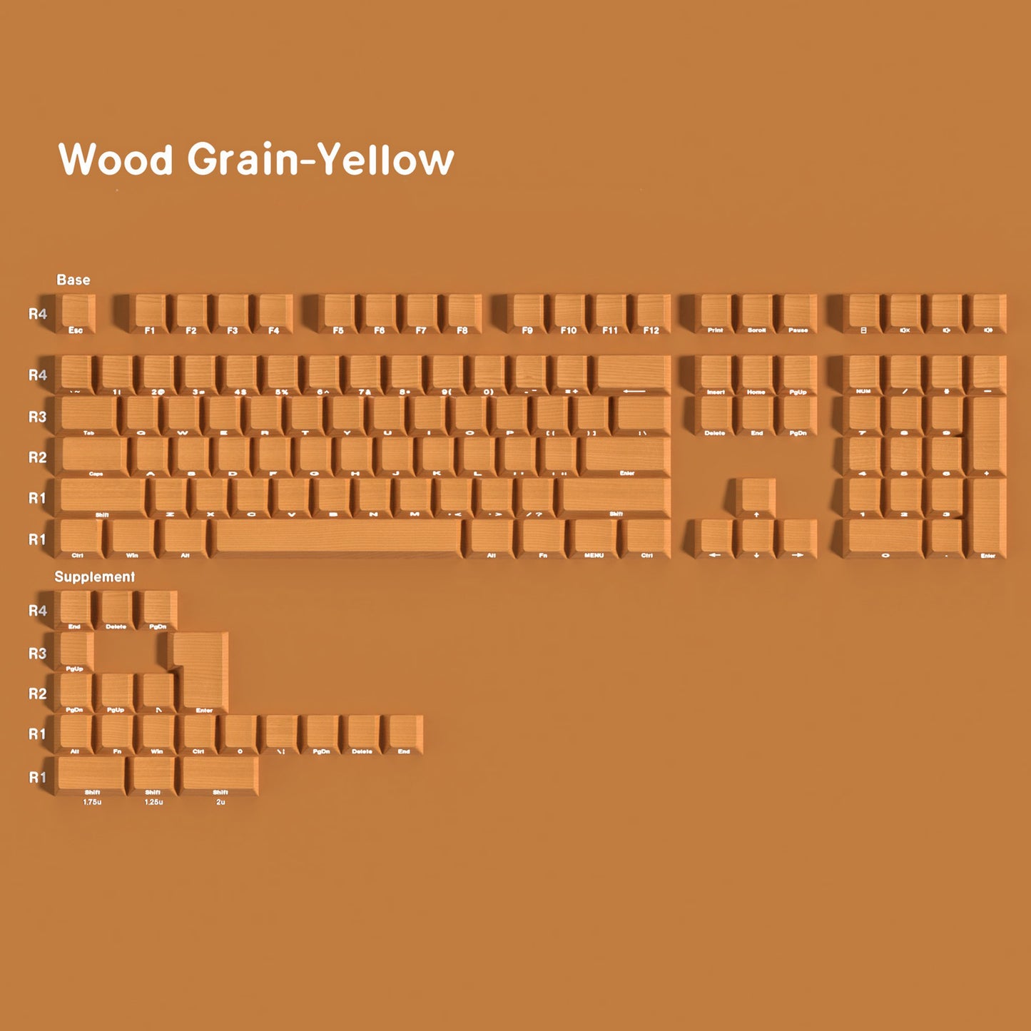 YMDK 128 Keys Wood Grain Keycaps Sidelit Shine Through Cherry Profile PBT Keycap for 61/84/87/104/108 MX Mechanical Keyboards