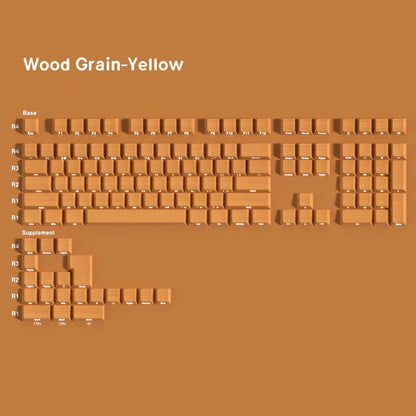 YMDK 128 Keys Wood Grain Keycaps Sidelit Shine Through Cherry Profile PBT Keycap for 61/84/87/104/108 MX Mechanical Keyboards
