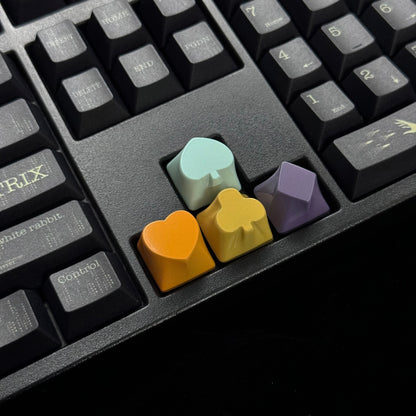 YMDK 4pcs Poker Suit Metal Keycaps, Matte Gold Electroplated Spade Heart Club Diamond Direction Arrow Key Keycaps for MX Mechanical Keyboards