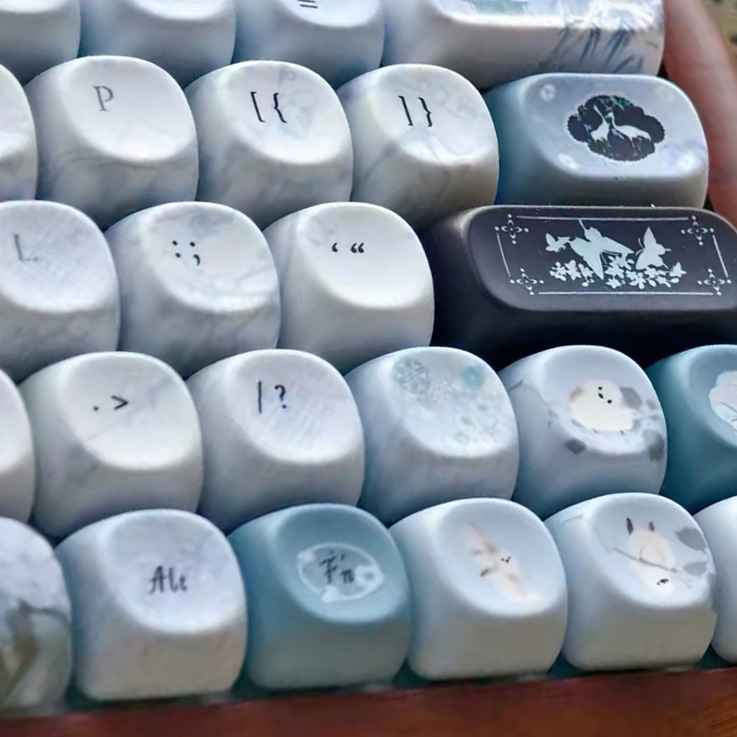YMDK 135 Keys Fallen Plum Frost Theme Chinese Style MOA Profile PBT Dye Sub Keycaps for 61/68/75/84/96/100/104 MX Mechanical Keyboard