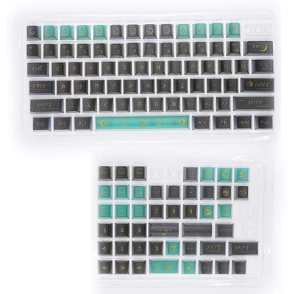 YMDK 120 Keys Moon Rhyme Theme Frosted Transparent PC Cherry Profile Shine Through UV Top Print Keycaps for MX Mechanical Keyboards