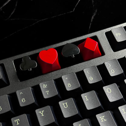 YMDK 4pcs Poker Suit Metal Keycaps, Matte Gold Electroplated Spade Heart Club Diamond Direction Arrow Key Keycaps for MX Mechanical Keyboards