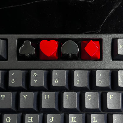 YMDK 4pcs Poker Suit Metal Keycaps, Matte Gold Electroplated Spade Heart Club Diamond Direction Arrow Key Keycaps for MX Mechanical Keyboards