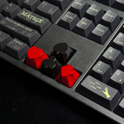 YMDK 4pcs Poker Suit Metal Keycaps, Matte Gold Electroplated Spade Heart Club Diamond Direction Arrow Key Keycaps for MX Mechanical Keyboards