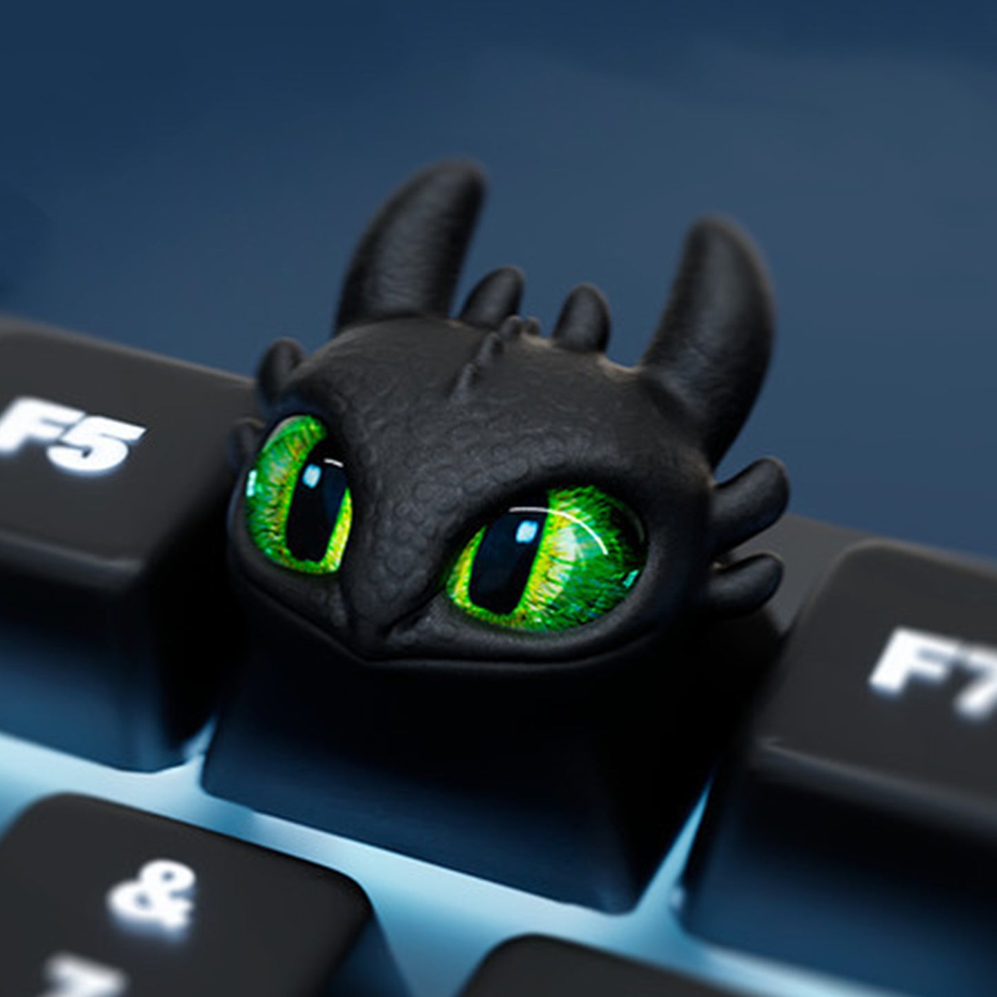 YMDK Black White Dragon Novelty Keycap Personalized Handmade Resin Creativity Custom Keycaps for MX Mechanical Keyboards