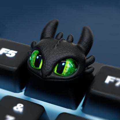 YMDK Black White Dragon Novelty Keycap Personalized Handmade Resin Creativity Custom Keycaps for MX Mechanical Keyboards
