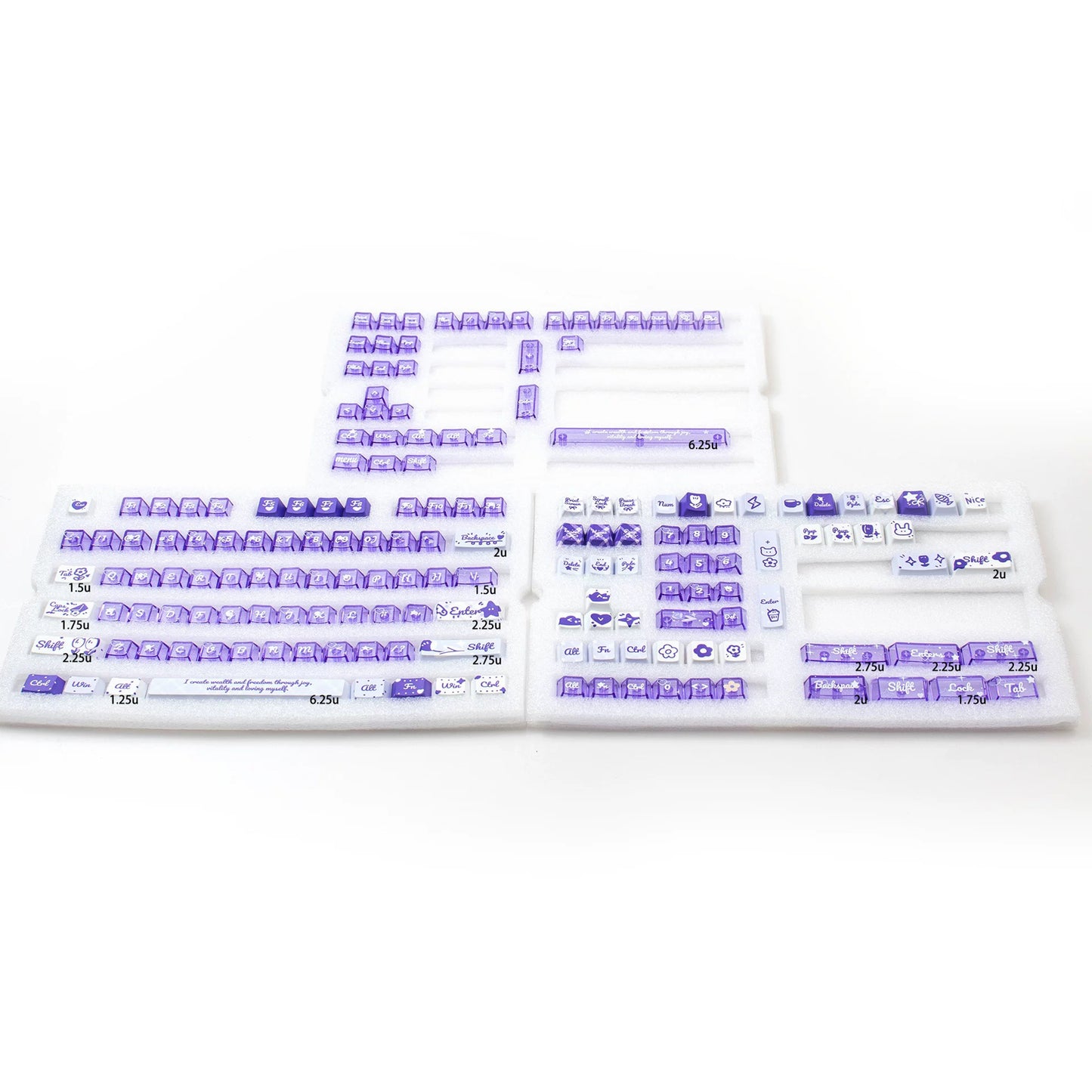 YMDK 172 Keys Soft Fresh Theme Blue Purple Cherry Profile PBT+PC Dye Sub UV Keycaps for 61/84/87/104/108 MX Mechanical Keyboard