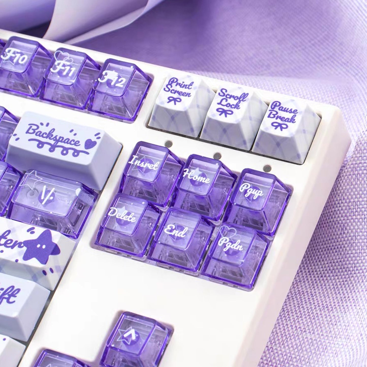 YMDK 172 Keys Soft Fresh Theme Blue Purple Cherry Profile PBT+PC Dye Sub UV Keycaps for 61/84/87/104/108 MX Mechanical Keyboard