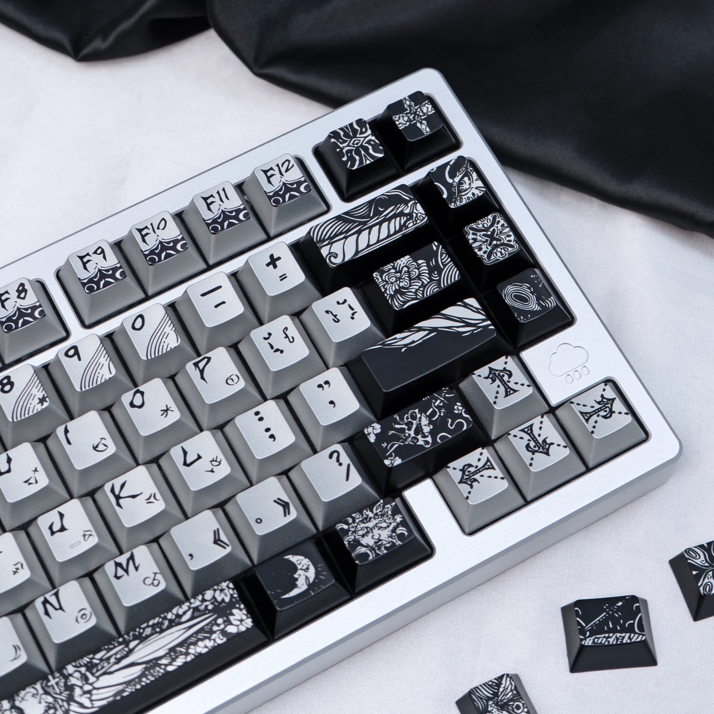 YMDK Fallen Angel Metallic Paint PBT Dye Sub Cherry Profile Keycaps For 61 64 67 68 84 87 MX Mechanical Keyboard