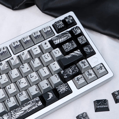 YMDK Fallen Angel Metallic Paint PBT Dye Sub Cherry Profile Keycaps For 61 64 67 68 84 87 MX Mechanical Keyboard
