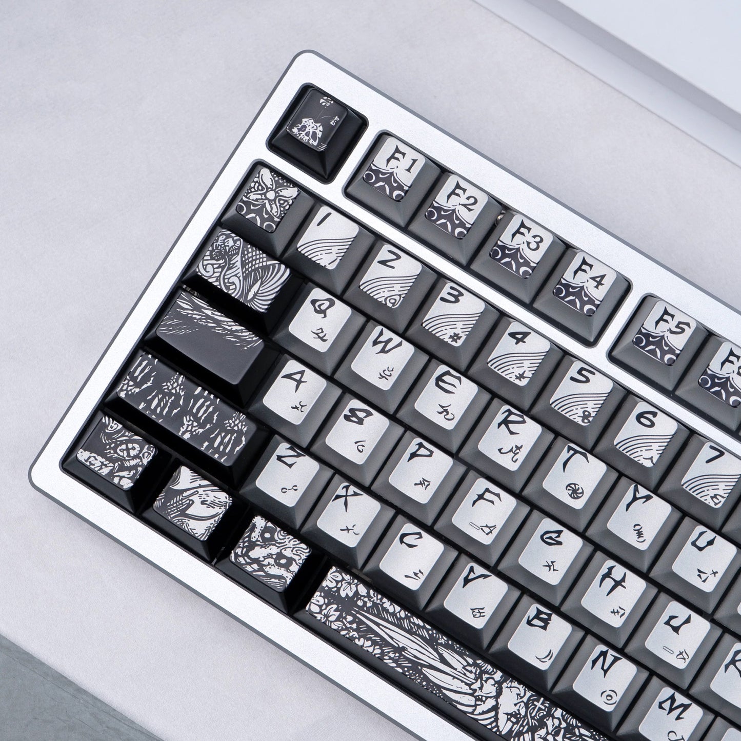 YMDK Fallen Angel Metallic Paint PBT Dye Sub Cherry Profile Keycaps For 61 64 67 68 84 87 MX Mechanical Keyboard