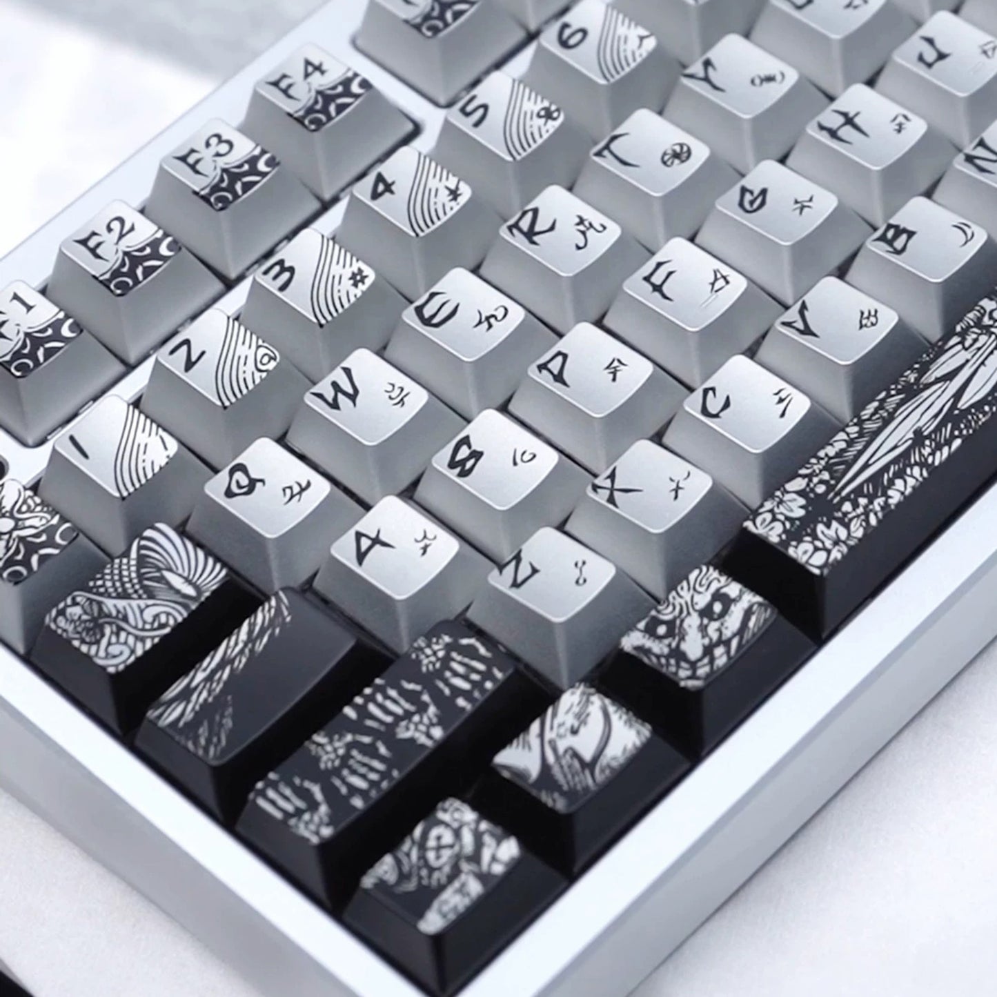 YMDK Fallen Angel Metallic Paint PBT Dye Sub Cherry Profile Keycaps For 61 64 67 68 84 87 MX Mechanical Keyboard
