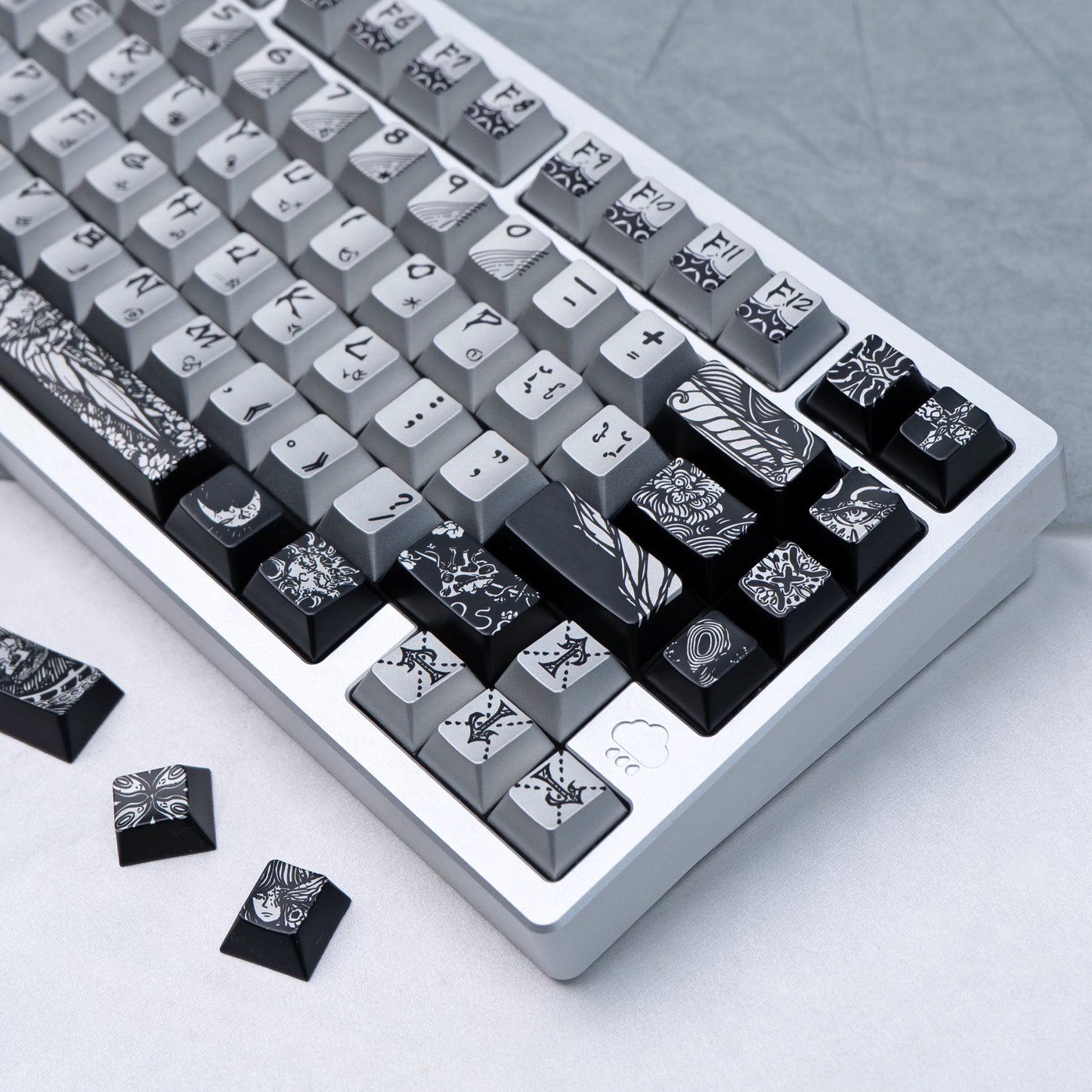 YMDK Fallen Angel Metallic Paint PBT Dye Sub Cherry Profile Keycaps For 61 64 67 68 84 87 MX Mechanical Keyboard