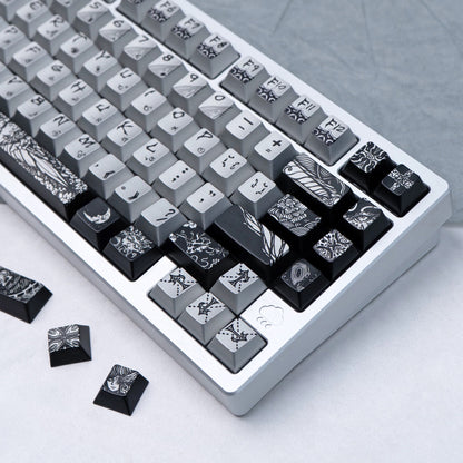 YMDK Fallen Angel Metallic Paint PBT Dye Sub Cherry Profile Keycaps For 61 64 67 68 84 87 MX Mechanical Keyboard