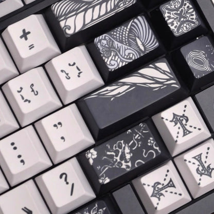 YMDK Fallen Angel Metallic Paint PBT Dye Sub Cherry Profile Keycaps For 61 64 67 68 84 87 MX Mechanical Keyboard