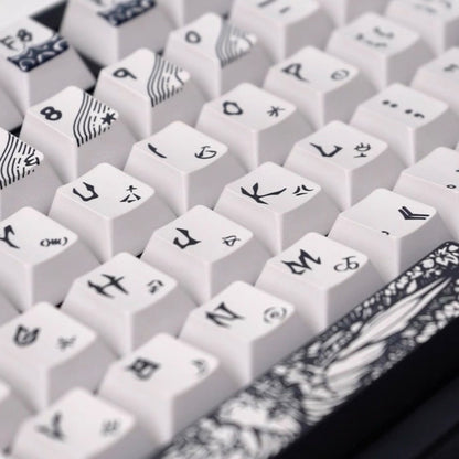YMDK Fallen Angel Metallic Paint PBT Dye Sub Cherry Profile Keycaps For 61 64 67 68 84 87 MX Mechanical Keyboard