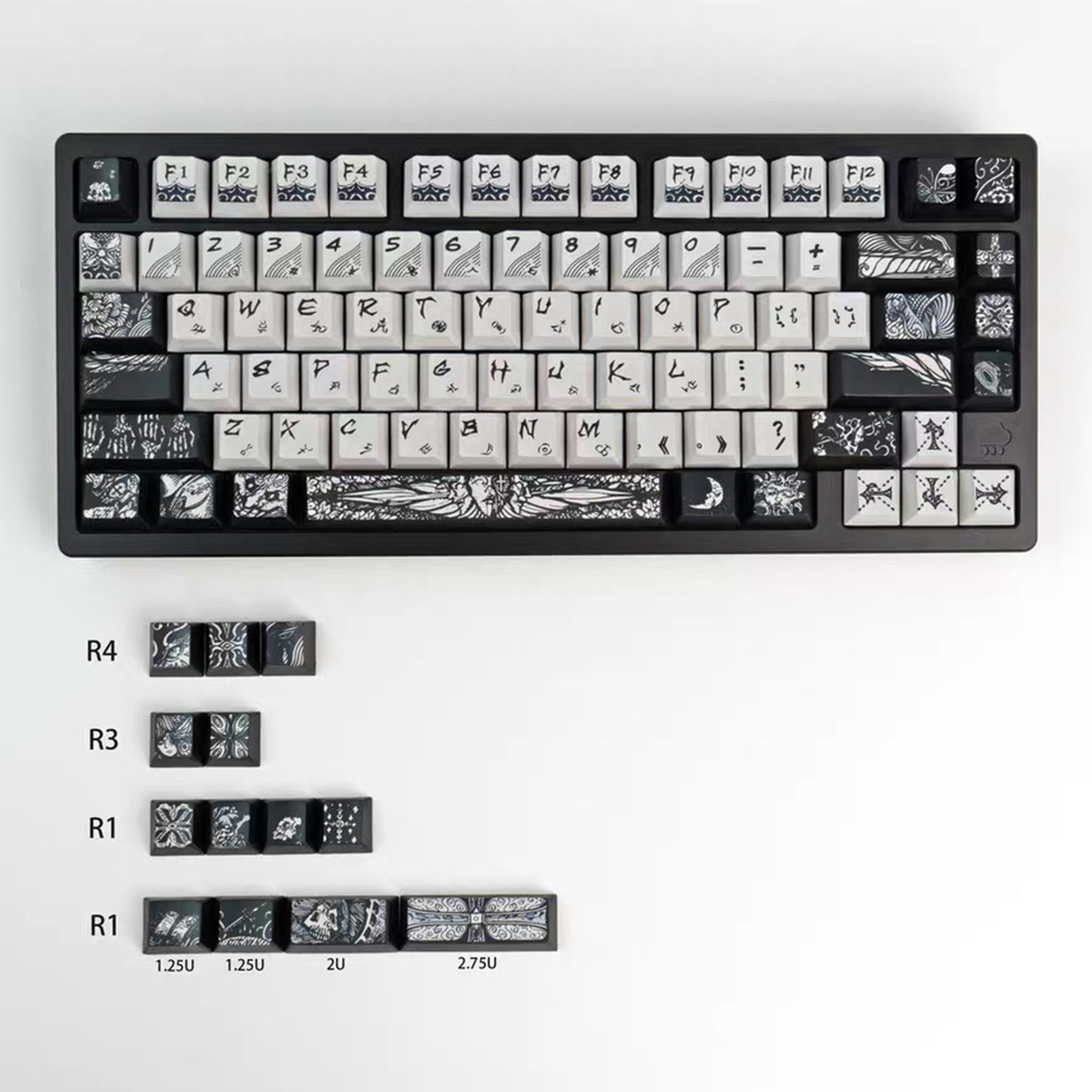 YMDK Fallen Angel Metallic Paint PBT Dye Sub Cherry Profile Keycaps For 61 64 67 68 84 87 MX Mechanical Keyboard
