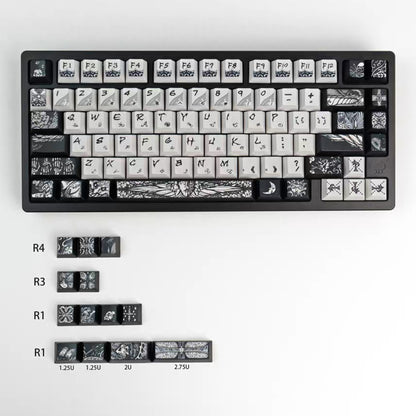 YMDK Fallen Angel Metallic Paint PBT Dye Sub Cherry Profile Keycaps For 61 64 67 68 84 87 MX Mechanical Keyboard