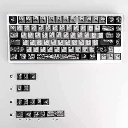 YMDK Fallen Angel Metallic Paint PBT Dye Sub Cherry Profile Keycaps For 61 64 67 68 84 87 MX Mechanical Keyboard