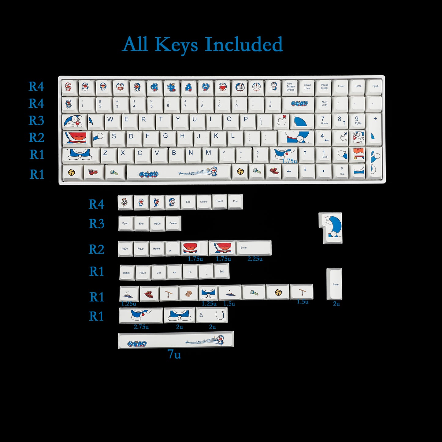 YMDK Jingle Cat MDA Profile 141 Keycaps(Dye Sub PBT 1.55mm)