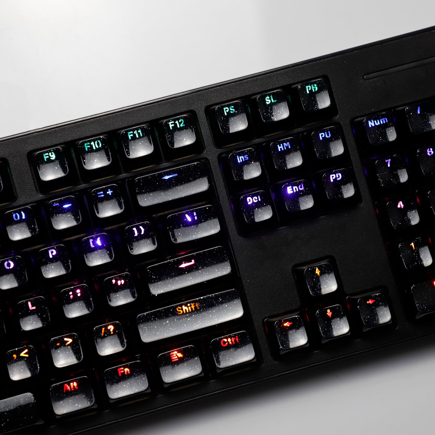 YMDK 136 Keys Jelly Black Double-shot PC Material OEM Profile Backlit Side Print Keycaps for 61/68/84/104/108 MX Mechanical Keyboard
