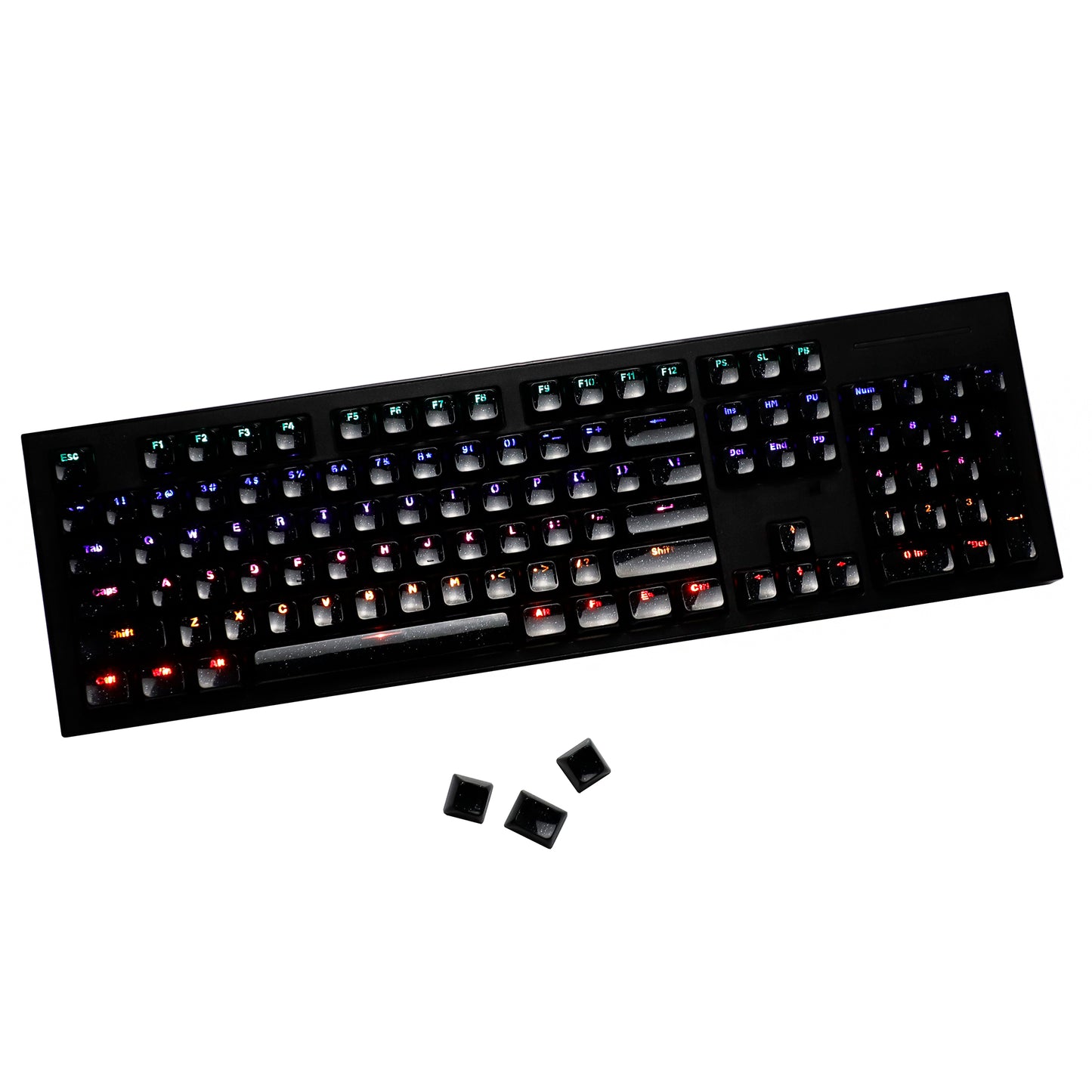 YMDK 136 Keys Jelly Black Double-shot PC Material OEM Profile Backlit Side Print Keycaps for 61/68/84/104/108 MX Mechanical Keyboard