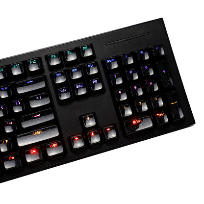 YMDK 136 Keys Jelly Black Double-shot PC Material OEM Profile Backlit Side Print Keycaps for 61/68/84/104/108 MX Mechanical Keyboard