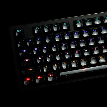 YMDK 136 Keys Jelly Black Double-shot PC Material OEM Profile Backlit Side Print Keycaps for 61/68/84/104/108 MX Mechanical Keyboard